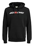 JACK & JONES Herren Kapuzenpullover (Schwarz (Corp 054 Black-White, XL))