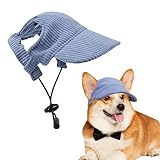 Voarge Hunde Baseballmütze, Verstellbar Hundecap mit Ohrlöchern Sonnenhut Sommer Reise Hut, Cord, atmungsaktiv, Hunde-Sonnenhut (Blau, S)