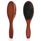 TIESOME Wildschweinborsten Bürste, Haarbürste Wildschweinborsten Bun Borsten Bürste aus Holz Professionell Antistatisch für Damen Herren Kinder Haar Bart Reduziert Haarbruch und Krauses Haarkamm