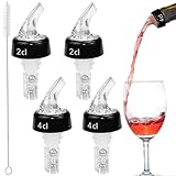 SLTAXAR 4 Stück Flaschenausgießer Spirituosen 2cl/4cl Dosierer für Flaschen, Ausgiesser für Spirituosen mit Bürste Portionierer Flasche bar Bottle pour Spouts Dosierer für Wein Schnaps Cocktails Öl