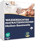 SLEEPZEN - Molton Matratzenauflage 200 x 220 cm Wasserdicht - Atmungsaktiv, Geräuscharm, 100% Baumwolle, Matratzenschoner 200 x 220, Hochwertige Qualität, Oeko-Tex®-Zertifiziert, Gummizügen