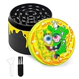 LHOEST Grinder Crusher Gewürzemühle, Pollen Grinder Gelbe Metall, Zinklegierung Cool Grinder 4-teiliges Set mit Scraper und Plastikbürste für Gewürze Spice Pollen