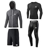 MEETYOO Kompressionsshirt Herren, Leggings Sport Laufhose Funktionsshirt Männer Kompressionshose Funktionswäsche für Running Gym Fitness, Schwarz-langarm, M