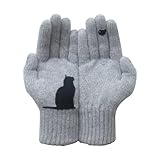 BIBOKAOKE Handschuhe Aus Baumwolle Im Katzenstil Wollhandschuhe Warme Strickhandschuhe Warm Und Winddicht Winterhandschuhe Frauen Herbst Winter Strickgloves Mit Katze Motiv