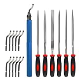 VASTOOLS Handentgrater Werkzeugsatz,Entgrater Werkzeug mit 10-Klingen und 6-Feilen-Set,für Metall, Kupfer, Aluminium