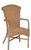 MiaMöbel Armlehnstuhl 58x95x64 cm Landhausstil Rattan Honig