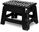Utopia Home Faltbarer Tritthocker 9 Zoll, Anti-Rutsch-Oberfläche für Kinder und Erwachsene, tragbarer Kunststoff Klapphocker mit Tragegriff, 300 lbs Belastbarkeit, 1er Pack, Schwarz
