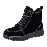 Gsheocm Schnee Stiefeletten Damen,Schneestiefel Schneeschuhe WäRme GefüTtert Winterboots Flache Snow Boots Bequeme Outdoor Schuhe WäRme GefüTtert Mittelhohe Winterschuhe Stiefel Mit SchnüR