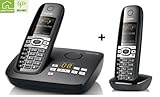 Siemens Gigaset CX610A + C610H DUO ISDN Schnurlostelefon MIT Anrufbeantworter schwarz