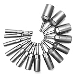 ANSO 15-Teiliges 80-Mm-Längenvertiefungs-Schraubendreher-Bohrer-Set 5,5-19-Mm-Schlagstecknuss-Adapter für Elektrowerkzeuge 6,35-Mm-Sechskant