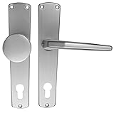 Alpertec 40401020K1 Aluminium Türbeschlag Maria - LS Langschildgarnitur für Wohnungseingangstüren in silber eloxiert PZ 72 MM Knopf/Drücker