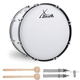 XDrum MBD-224 Marsch Bass Trommel, Fußball Pauke 24' x 12' (10,5 kg, 4 Ösen, Spannschrauben, inkl. Paar Schlägel, Tragegurte, Stimmschlüssel) weiß