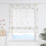 ESLIR Raffrollo mit Klettband Landhaus Gardinen Küche Transparent Raffgardinen Wohnzimmer Bändchenrollo für Fenster mit Klettschiene Gelb BxH 60x140cm 1 Stück