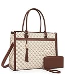 Missnine Handtasche Damen Laptoptasche 15,6 Zoll Shopper Groß Henkeltasche Aktentasche Damen Leder Schultertasche Businesstasche 2-teiliges Set