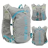 Flintronic Trinkrucksack, Laufrucksack, Multifunktionale Ultrleicht Fahrradrucksack, Reflektierende Fahrradrucksack, für Wandern Trailrunning Radfahren Joggen, für Damen Herren, Grau