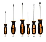 Brackit Schraubendreher Set 6-TLG - Magnetischer - Schraubenzieher Satz mit Schlitz und Kreuzschlitz - PH 3 Größen - SL 3 Größen - Soft Grip Griff, Robuster Chrom-Vanadium-Stahl Screwdriver Set