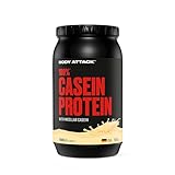 Body Attack 100% CASEIN PROTEIN - Vanilla - 900 g Dose - Hochwertiges Protein Pulver für Muskelaufbau Training -langanhaltende Eiweiß Versorgung -ideale Ergänzung zu Whey Protein