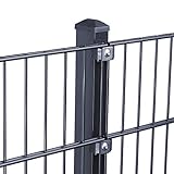 HORI® Doppelstabmattenzaun Komplettset I Metallzaun Gartenzaun I Robust und wetterfester Zaun I Höhe 183 cm I Anthrazit I RAL 7016 I mit Klemmhaltern I Zaunlänge 2,5 m
