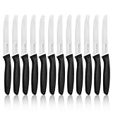 OPOLIA Frühstücksmesser Wellenschliff 12 Stück,Premium Edelstahl Tafelmesser, Tomatenmesser Scharf,Buttermesser,Brötchenmesser,Stabiler Kunststoffgriff,Spülmaschinenfest