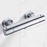 Namuoto Duscharmatur mit Thermostat Aufputz Brausethermostat, Thermostat Dusche Mischbatterie mit 38 °C Sicherheitstaste, Duscharmaturen Laiton Chrom