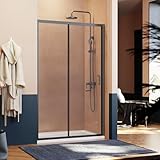 SUNXURY Schiebetür 120x185cm Duschtür Nischentür Einzelschiebetür aus 5 mm Sicherheitsglas (ESG) Klar Dusche Duschabtrennung Duschwand Schwarz