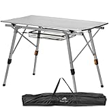 CampFeuer Campingtisch faltbar | 90,5 x 51,5 cm | Klapptisch mit Tragetasche, Gartentisch, Reisetisch | Falttisch höhenverstellbar, Outdoortisch, Beistelltisch | Balkontisch, Mehrzwecktisch (Silber)