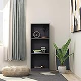 MNISDFL Wohnzimmer Regal Dekoratives Bücherregal Schlafzimmer Regal Bücherregal 3 Fächern Grau 40 x 24 x 108 cm Spanplatte für Wohnzimmer Büro Schlafzimmer Bad
