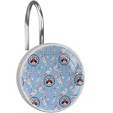 Cute Fox Dreamcather Duschvorhanghaken mit Federn, Edelstahl, Glas, Harz, 12 Stück Duschvorhangringe 3,7 x 3,7 cm