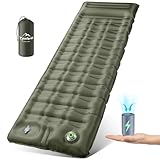 Elektrisch Isomatte Camping Selbstaufblasend, 12CM Verdicktes Aufblasbare Matratze mit Kissen, Kleines Packmaß Wasserdicht Luftmatratze Outdoor, Anti-Ripstop Schlafmatte für Wandern und Strand