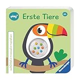 Ravensburger Play+ schütteln, rasseln, spielen: Erste Tiere, Baby-Buch ab 6 Monate, Bilderbuch mit Rassel