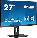 iiyama Prolite XUB2793QSU-B7 68,6cm 27' IPS LED-Monitor WQHD 100Hz HDMI DP USB3.2 Slim-Line Höhenverstellung Pivot Adaptive Sync schwarz