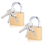 Vorhängeschloss mit Schlüssel, 2 Stück Kleines schloss mit Schlüssel 32mm Spind Kellerschloss Schloß lock Vorhangschloss aus Messing