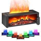 BuzzoXerex Aroma Diffuser Kamin, Flammen Aroma Diffuser, Ätherische Öle Diffuser mit Fernbedienung, LED Kamin Licht in 7 Farben & Timer Für Zuhause Büro Schlafzimmer