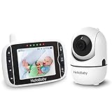 HelloBaby Babyphone mit Kamera, 3.2 Zoll Bildschirm, 355° Schwenken-120° Neige-Zoomen, Babyfone ohne WLAN, 2 Wege Audio, Temperatur, 8 Schlaflieder, Nachtsicht, Temperatursensor(Schwarz/Weiß)
