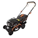 DELTAFOX Benzin Rasenmäher - 4 Takt Motor - 42 cm Schnittbreite - Radantrieb - Stahlgehäuse - 45 ltr Fangsack - Reinigungsanschluss - kugelgelagerte Räder - Tragegriff