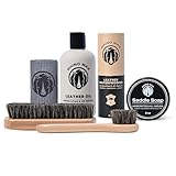 Rhino Wax - Lederstiefelpflegeset - (6-teiliges Wartungspaket) - Lederstiefelöl + Imprägnierwachs + Sattelseife + Bürsten + Mikrofasertuch - All-in-One Lederset für Stiefel - Hergestellt in den USA