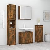 ShGaxin 4-TLG. Badmöbel-Set, Badezimmermöbel, Waschtischunterschrank, Unterschrank Badezimmer, Bad Möbel, Badezimmerschrank, Räuchereiche Holzwerkstoff
