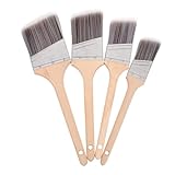 Parliky 4 Stück Teiliges Pinselset für Wandfarbe und Ölmalerei Schräger Flachpinsel Holzgriff Vielseitig Einsetzbar für Aquarell und Kreative Malprojekte