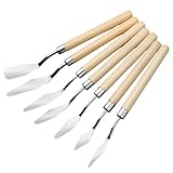 7 Stück Spachtel Acrylmalerei Malmesser Edelstahl Spachtel Set Palettenmesser mit Holzgriff Malerspachtel Spachtel Werkzeug zum Ölfarben, Gouachea