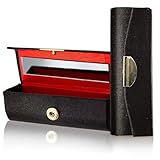 Lippenstiftbox mit Spiegel: Lippenstift Organizer Schwarz mit Make Up Spiegel – Makeup und Schmuck Aufbewahrungsbox aus Samt mit Taschenspiegel, Lippenstiftetui mit Spiegel - Länge 8,7cm von Fantasia