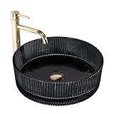 Rea Aufsatzwaschbecken Ingrid Schwarz Waschtisch Handwaschbecken Bad Waschschale Waschbecken für Badezimmer 395 x 395 x 120 mm Glas (Schwarz)
