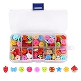 Nordstern Knöpfe Bastelknöpfe 235 Stück - Nähzubehör in 10 Formen mit Aufbewahrungsbox, Bunte Farben und Formen für Basteln, Nähen und DIY-Projekte