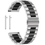 Antfly Uhrenarmband aus Metall 22mm,Edelstahlarmband für Uhr,Quick Release Uhrenarmbänder Ersatz für Herren und Damen- 20mm 22mm (22MM, Silber Schwarz)