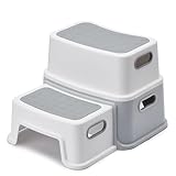 HOUSE DAY Tritthocker Kinder 2 Stufen(hoch 25cm)-Sichere Tritthocker mit Anti Rutsch Füßen für Badezimmer,Toilette Hocker Anti Kipp Tritthocker