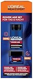 L'Oréal Men Expert Pflegeset gegen Falten für Männer, Geschenkset mit Anti-Aging Tagescreme und Nachtcreme gegen matte Haut, Geschenke für Herren mit Hyaluronsäure, Power Age, 2 x 50 ml