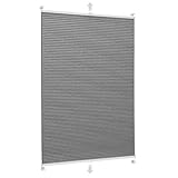 Sekey Wabenplissee Ohne Bohren Verdunkelung Rollo 100% verdunkelnd Blickdicht, Klemmfix, Aluminiumschiene, Grau, 100 x 120cm (BxH)
