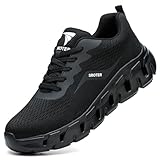 HEOAARG Arbeitsschuhe Herren Sicherheitsschuhe Damen mit Stahlkappe,Arbeitsschuhe Leicht Safety Shoes Atmungsaktiv Stahlkappenschuhe Sneakers,Schwarz EU 43