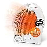 HEIMWERT Heizlüfter energiesparend 2000 Watt - Schnellheizer mit ENERGIESPARSTUFE und Tragegriff - Elektroheizung mit Thermostat und 2 Strom Heizstufen I 2in1 Kühlfunktion I 22x29x13 cm room heater
