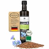 Leckeres Bio-Leinöl 500ml frisch gepresst 100% deutsche Leinsaat - Omega 3 reich mit Lignanen - direkt ungefiltert abgefüllt - Leinsamenöl in Bioland Rohkostqualität