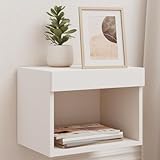 Juroupi Wand-Nachttische mit LED-Leuchten 2 STK. Bed Side Table Bedroom 2 Set Nachttisch Bedside Table Nachttisch Set Weiß